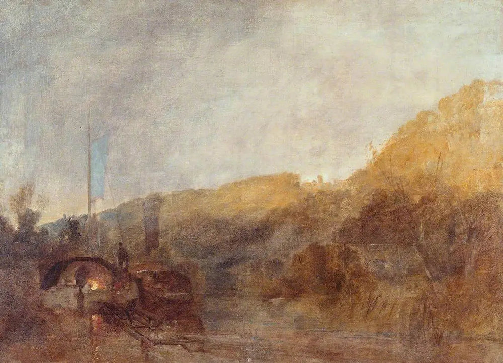 Barge on the River, Sunset - J. M. W. Turner image 1 copie de tableau peinte à la main