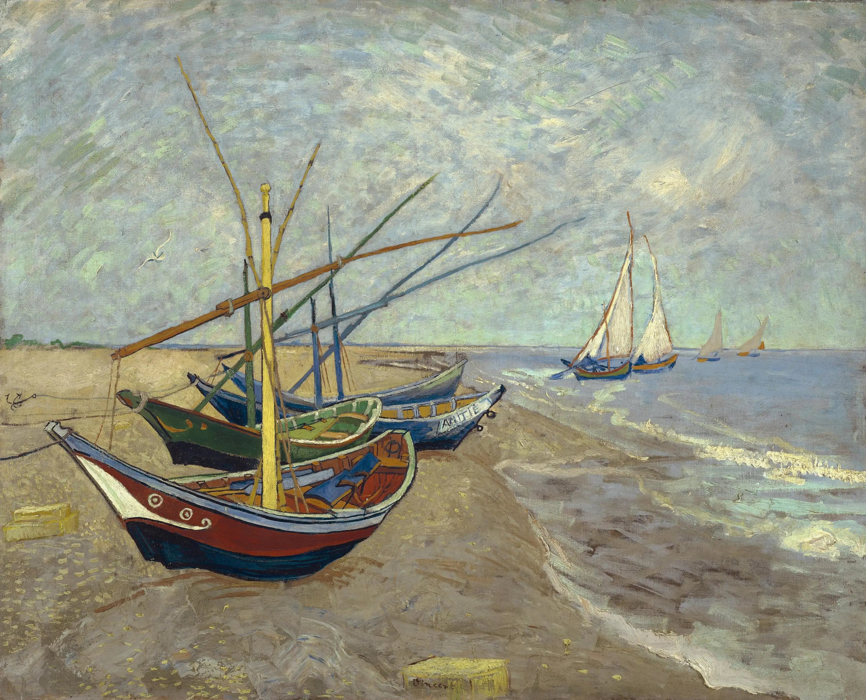 Reproduction du tableau « Barques aux Saintes-Maries - Vincent van Gogh » par Alpha Reproduction en peinture à l’huile