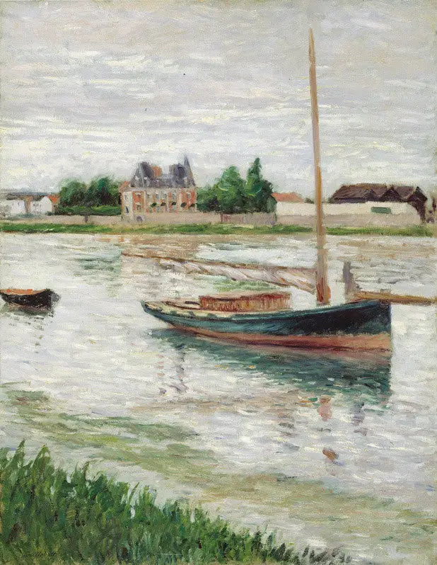 Bateau à l'ancre sur la Seine, Argenteuil - Gustave Caillebotte image 1 tableau peint à l’huile sur toile