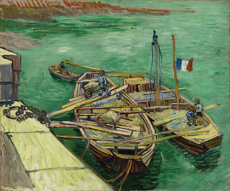 停泊中の船 - Vincent van Gogh