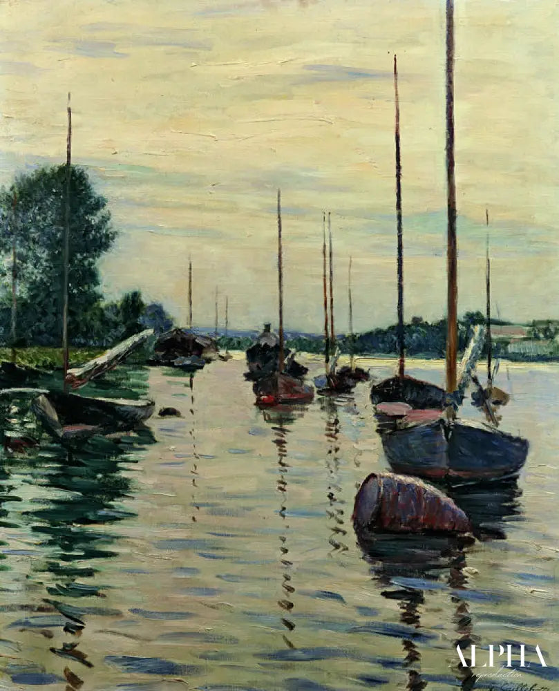 Bateaux amarrés sur la seine - Caillebotte - Reproductions de tableaux et peintures haut de gamme