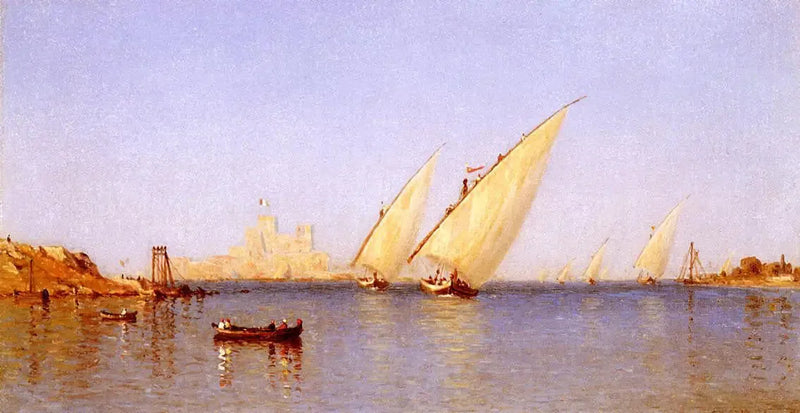 ブリンディジ港に入る漁船 - サ Sanford Robinson Gifford