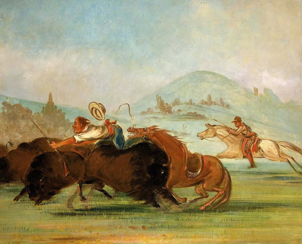 Batiste et moi, Running Buffalo, embouchure du Yellowstone - George Catlin image 1 tableau peint à l’huile sur toile