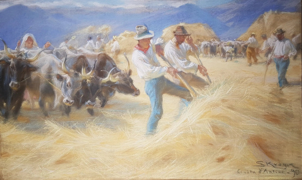 Battage à Civita d'Antino. Pastel - Peder Severin Krøyer image 1 tableau peint à l’huile sur toile