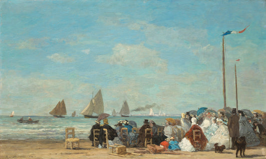 🏖️ トゥルーヴィルのビーチシーン – ユージェーヌ・ブーダン (1863)
