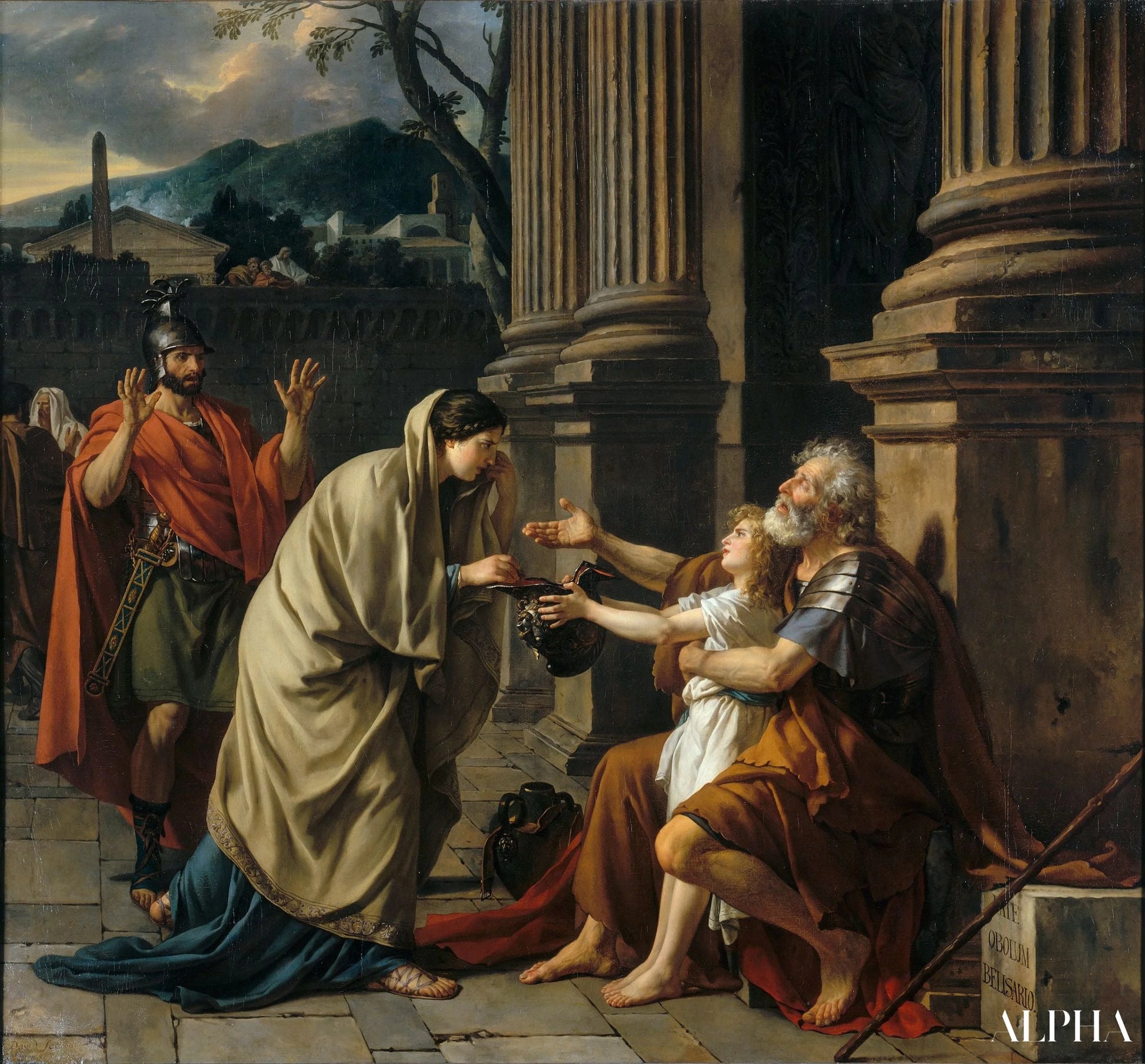 Belisarius demandant l'aumône - Jacques-Louis David - Reproductions de tableaux et peintures haut de gamme