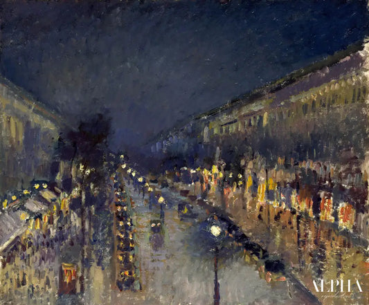 Boulevard Montmartre, la nuit - Camille Pissarro - Reproductions de tableaux et peintures haut de gamme