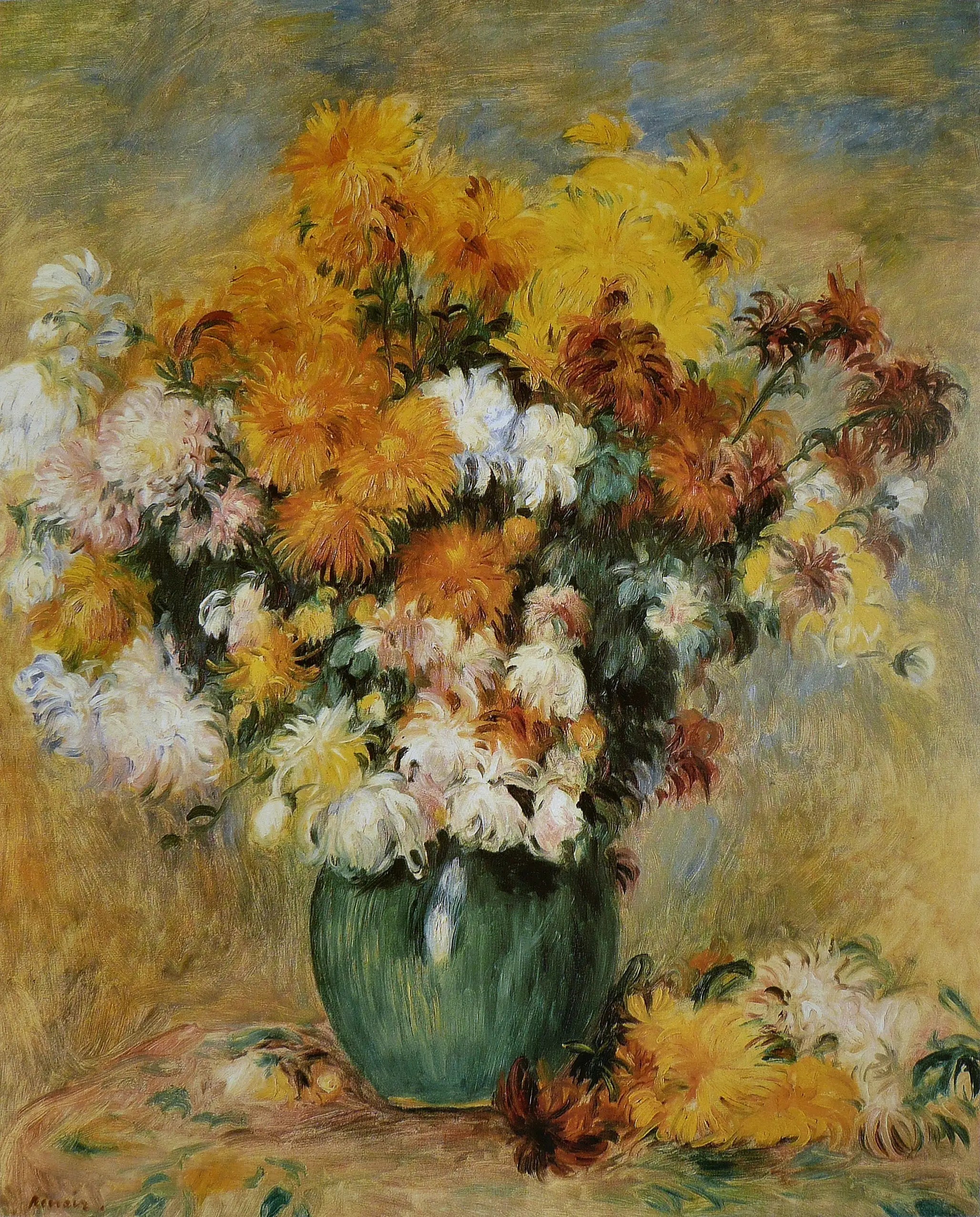 Bouquet de Chrysanthèmes - Pierre-Auguste Renoir image 1 copie de tableau peinte à la main