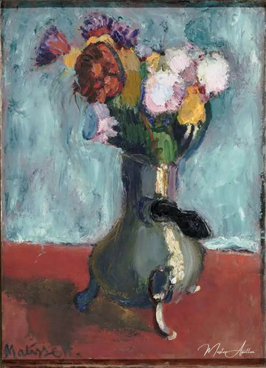 Bouquet de fleurs dans un pot en chocolat - Matisse - Reproductions de tableaux et peintures haut de gamme