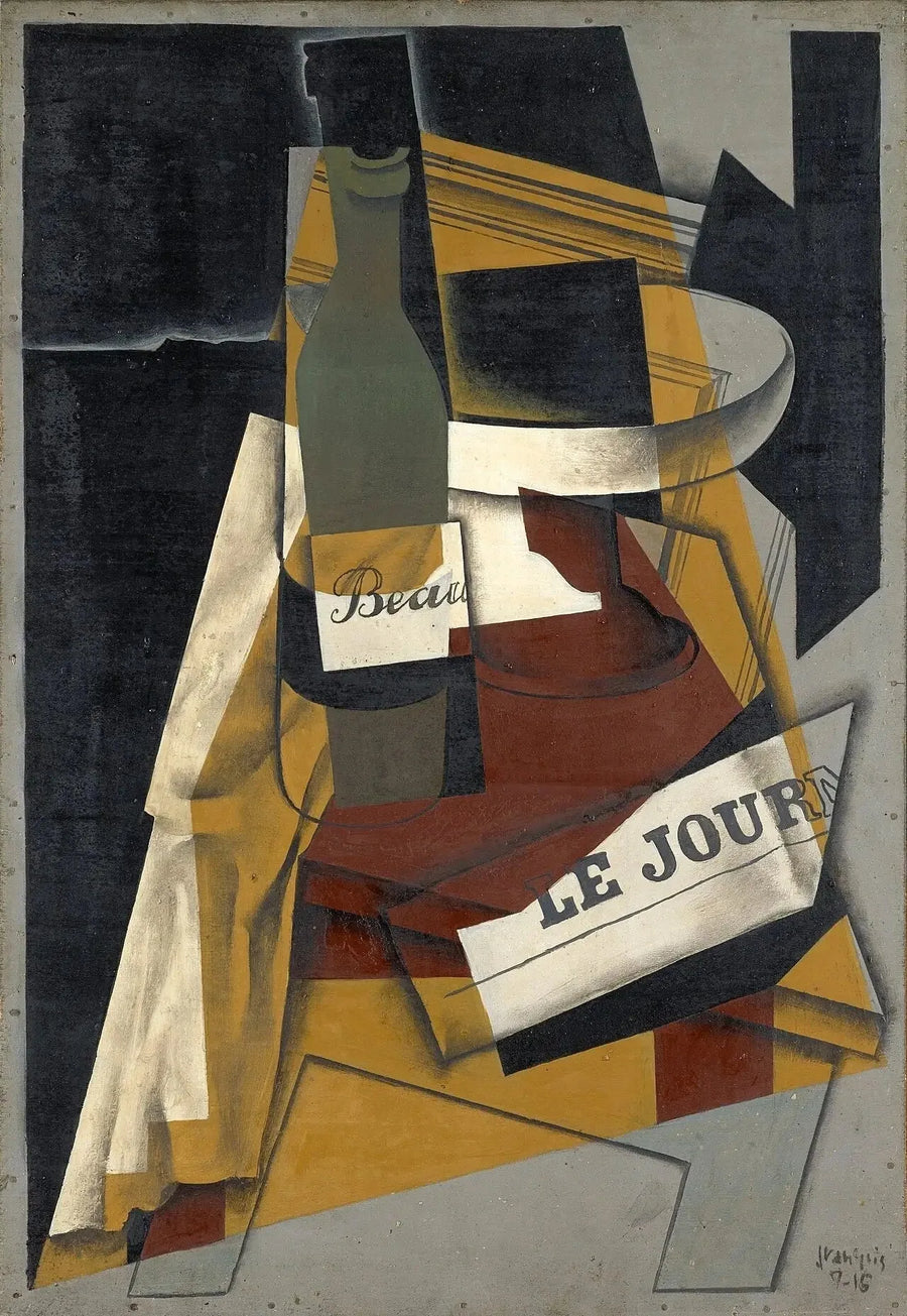 ボトルとコンポティエ（ボトル、ジャーナル、コンポティエ） - フアン・グリス

Source:
Bouteille et compotier (Bouteille, journal et compotier) - Juan Gris