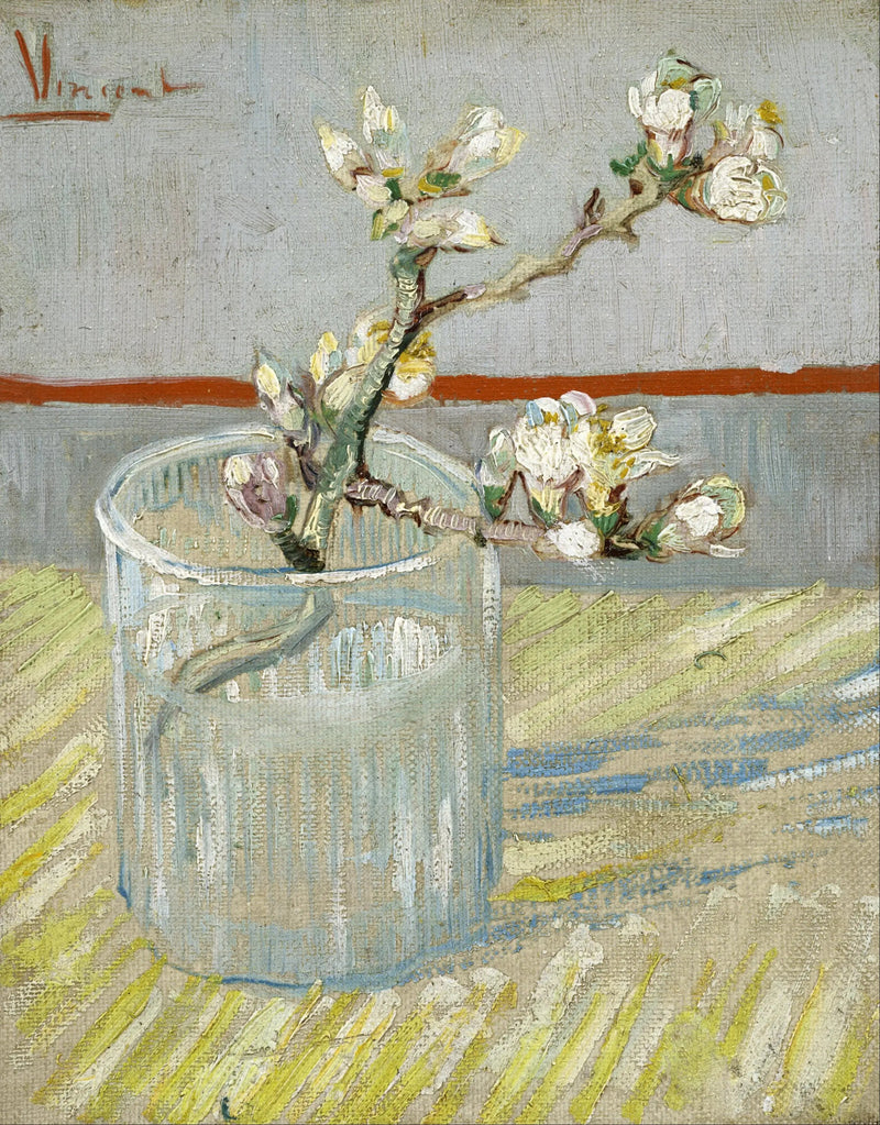 グラスの中のアーモンドの花の枝 - ヴィンセント・ヴァン・ゴッホ
