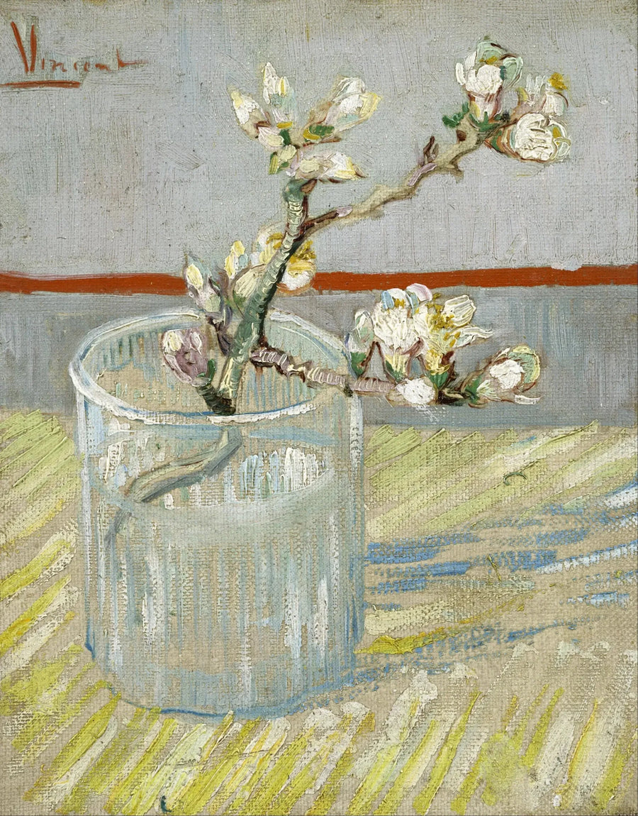 グラスの中のアーモンドの花の枝 - ヴィンセント・ヴァン・ゴッホ