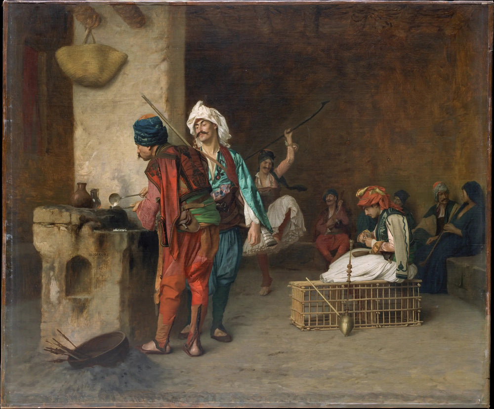 Café House, Le Caire (Casting Bullets) - Jean-Léon Gérôme image 1 copie de tableau peinte à la main