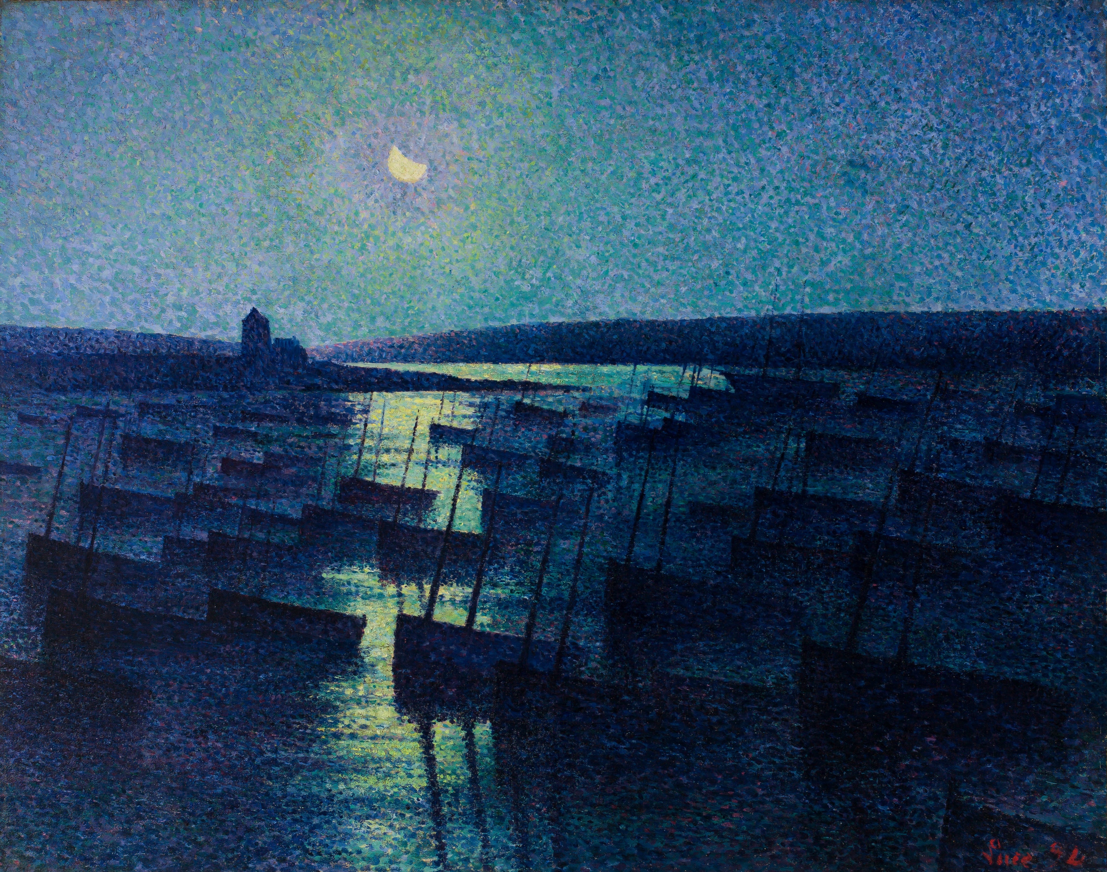 Camaret clair de lune et bateaux de pêche - Maximilien Luce - Alpha Reproduction
