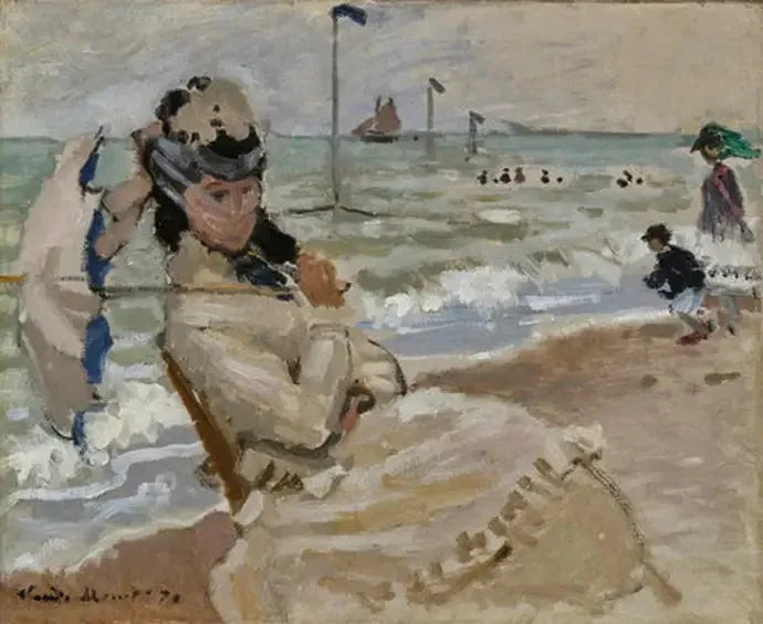 Camille sur la plage de Trouville - Claude Monet image 1 reproduction d’œuvre d’art à l’huile
