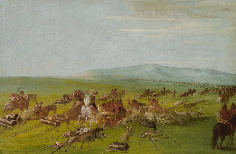 動き回るコマンチ族のキャンプ、途中の犬の戦い - ジョージ・キャトリン

Source:
Campement Comanche en mouvement, combat de chiens en route - George Catlin