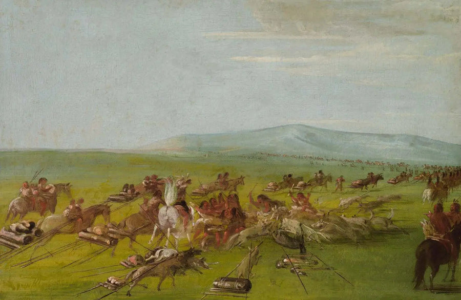 動き回るコマンチ族のキャンプ、途中の犬の戦い - ジョージ・キャトリン

Source:
Campement Comanche en mouvement, combat de chiens en route - George Catlin