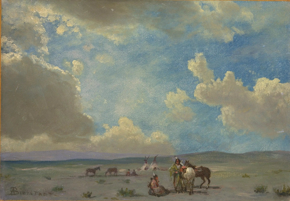 Campement indien - Albert Bierstadt image 1 copie peinte à la main à l’huile