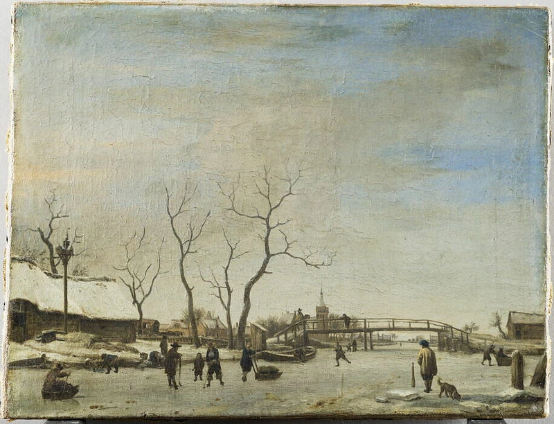 Canal gelé avec patineurs et joueurs de kolf - Adriaen van de Velde