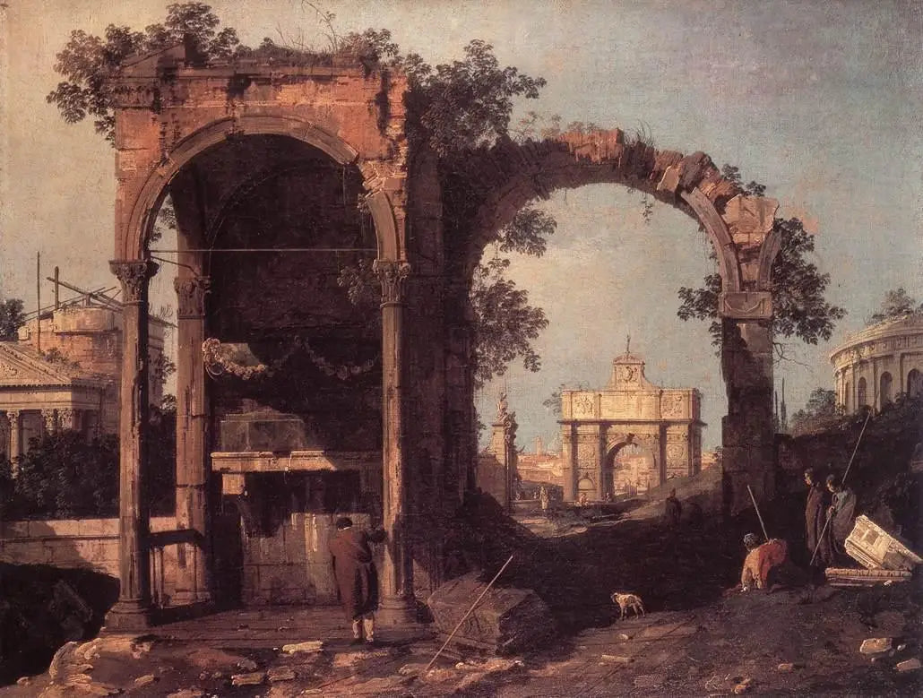 Capriccio avec ruines et édifices classiques - Canaletto - Alpha Reproduction