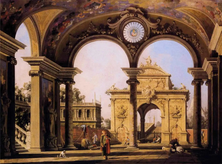 宮殿のポルチコから見たルネサンスの凱旋門を描いたカプリッチョ

Source:
Capriccio avec un arc de triomphe renaissance vu depuis le portique d'un palais - Canaletto