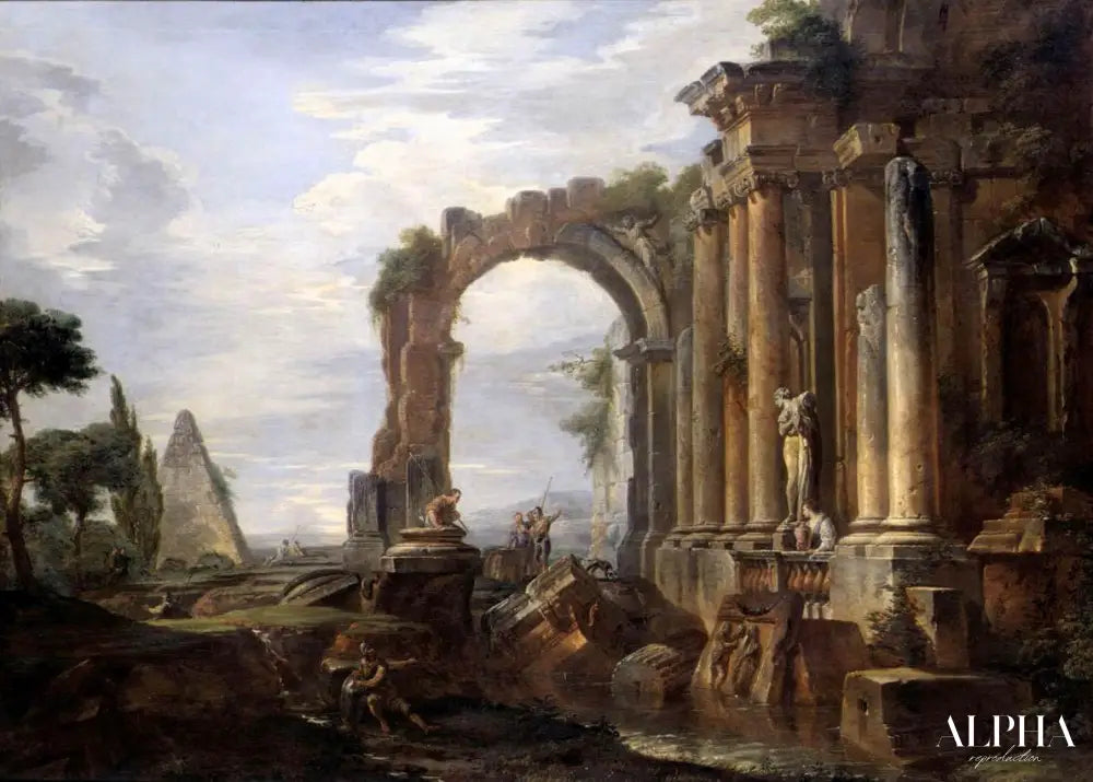 Capriccio de ruines classiques, 1730 - Giovanni Paolo Panini - Reproductions de tableaux et peintures haut de gamme