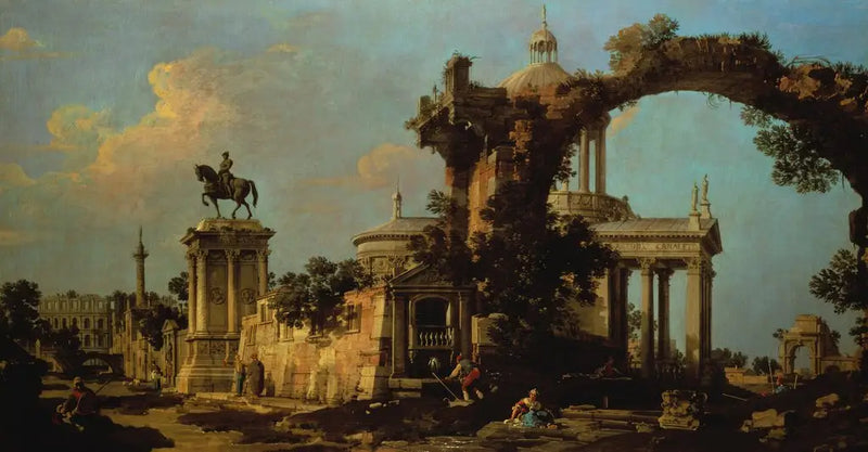 コロッセオとドーム型教会を備えたローマ遺跡の幻想風景 - カナレット

Source:
Capriccio de ruines romaines avec une église à coupole et le monument Colleoni - Canaletto