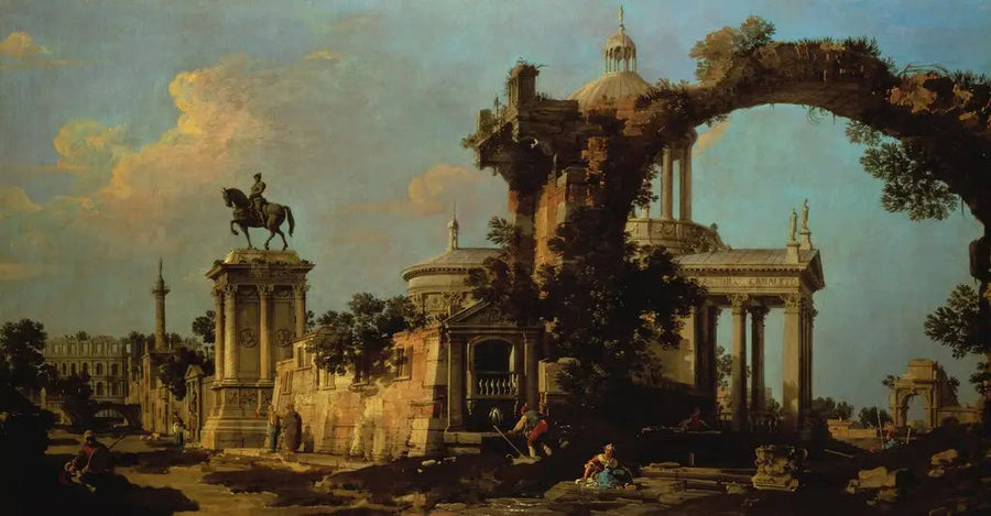 コロッセオとドーム型教会を備えたローマ遺跡の幻想風景 - カナレット

Source:
Capriccio de ruines romaines avec une église à coupole et le monument Colleoni - Canaletto