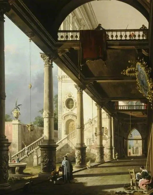 カプリッチョ：宮殿の中庭に面した回廊 - カナレット

Source:
Capriccio : Une colonnade ouvrant sur la cour d'un palais - Canaletto