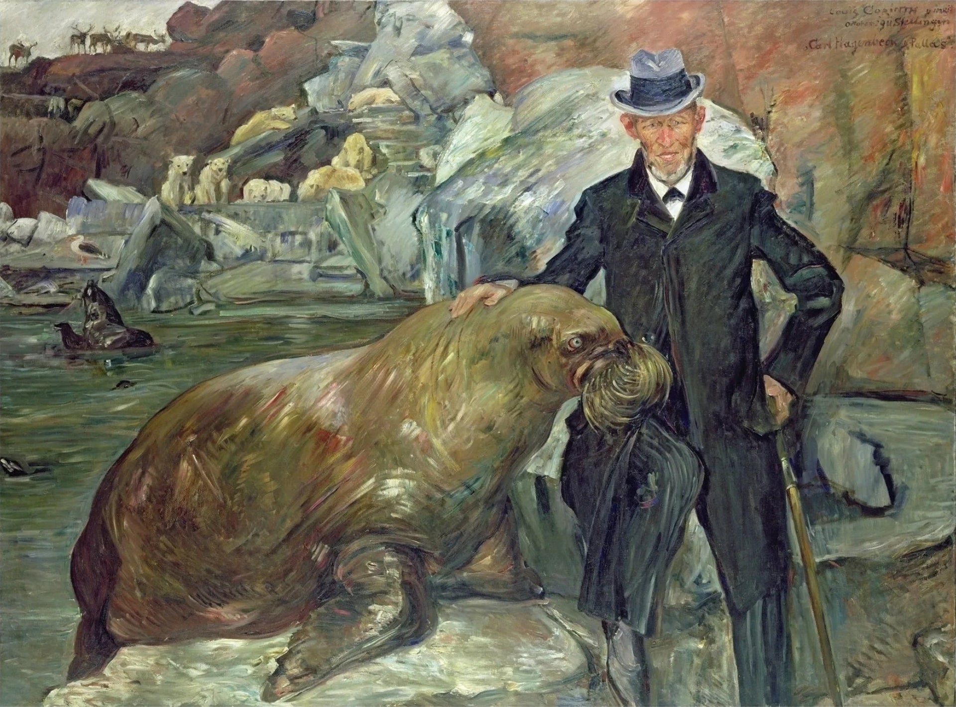 Carl Hagenbeck in seinem Tierpark - Lovis Corinth image 1 copie peinte à la main à l’huile