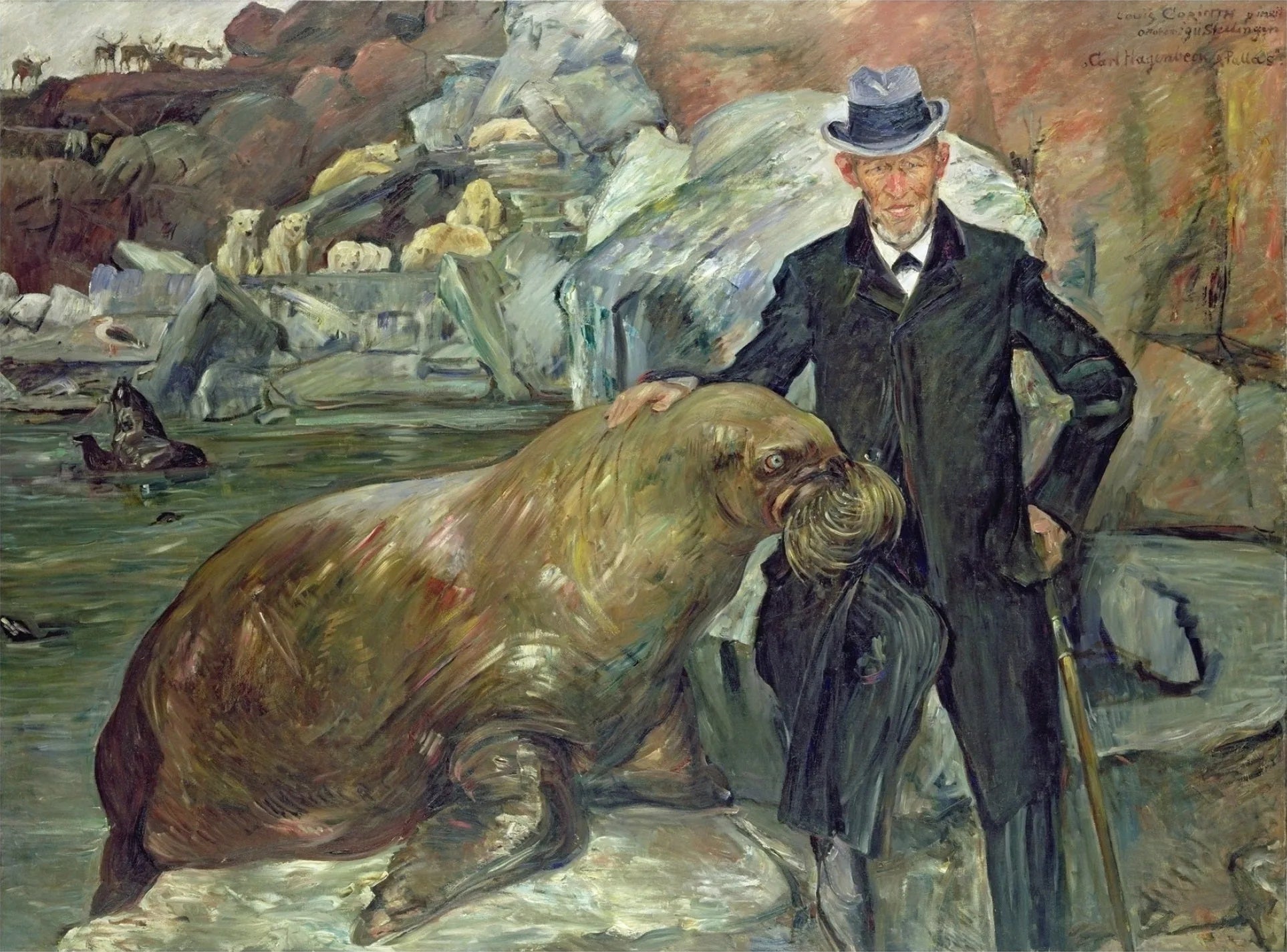 Carl Hagenbeck in seinem Tierpark - Lovis Corinth image 1 copie peinte à la main à l’huile