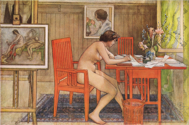 Le Modèle écrivant des cartes postales - Carl Larsson