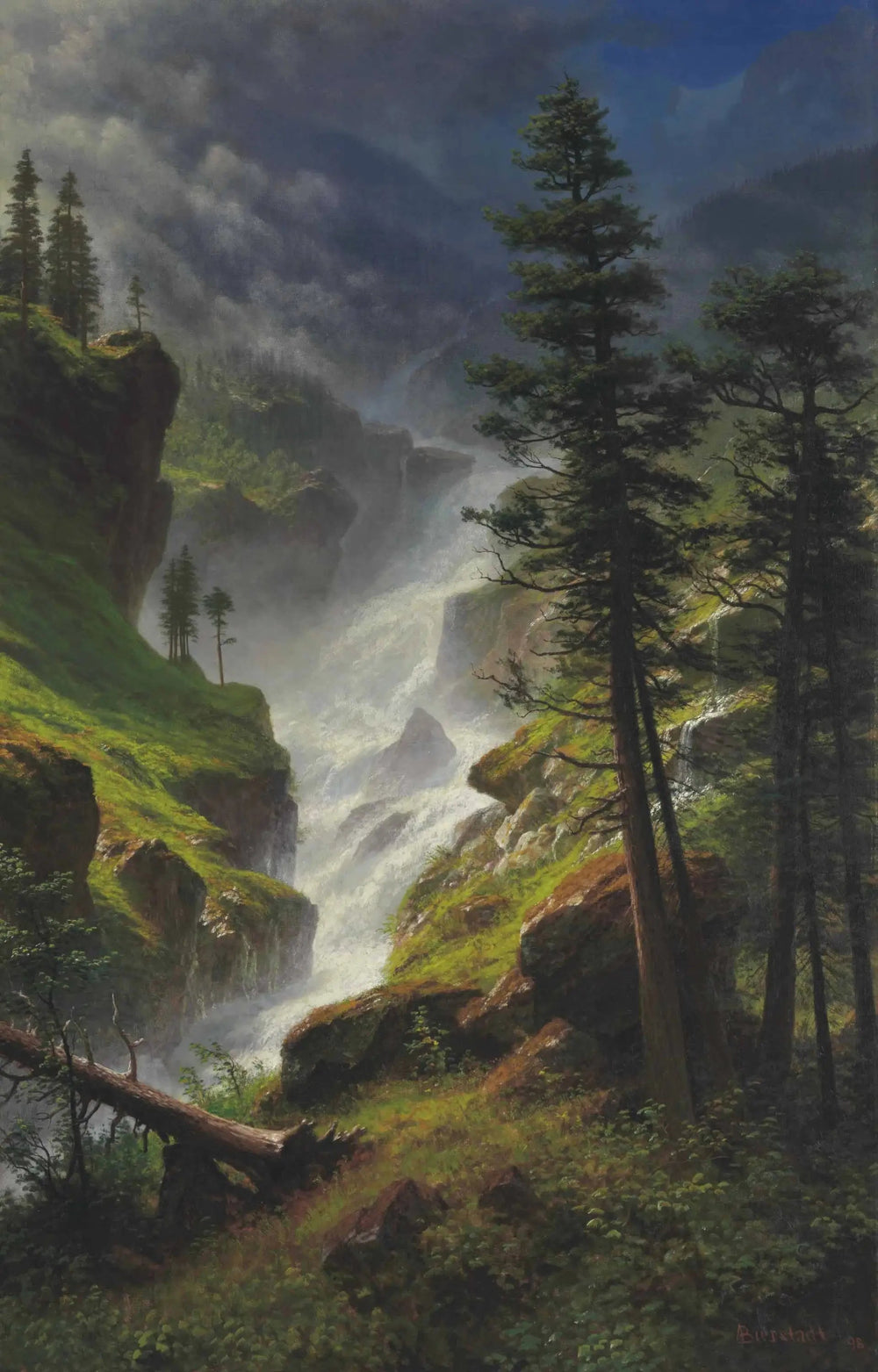 Cascade des montagnes Rocheuses - Albert Bierstadt image 1 tableau peint à l’huile sur toile