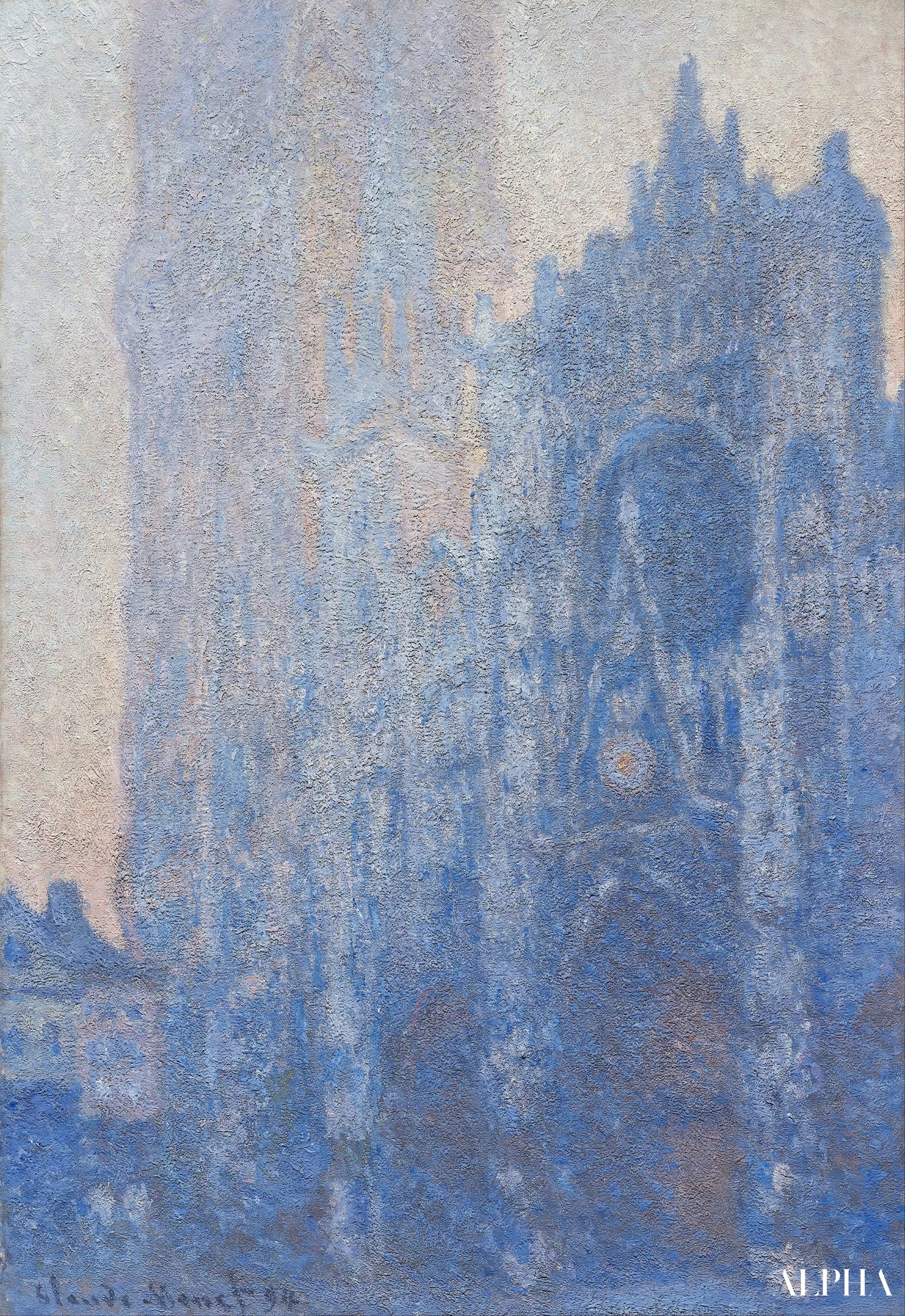 ルーアン大聖堂、ファサードとアルバン塔、朝の効果（W1348） - クロード・モネ - 高級絵画および絵画の複製