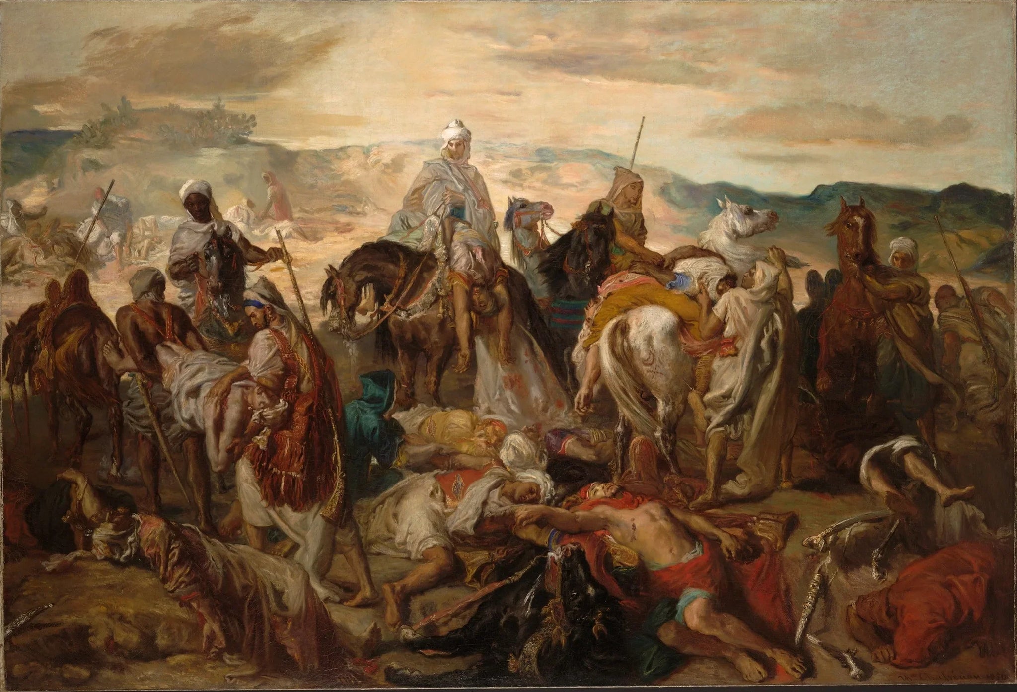 Cavaliers arabes enlevant leurs morts - Théodore Chassériau image 1 copie de tableau peinte à la main