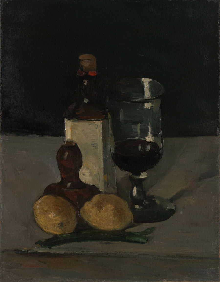 ボトル、グラス、レモン - ポール・セザンヌ