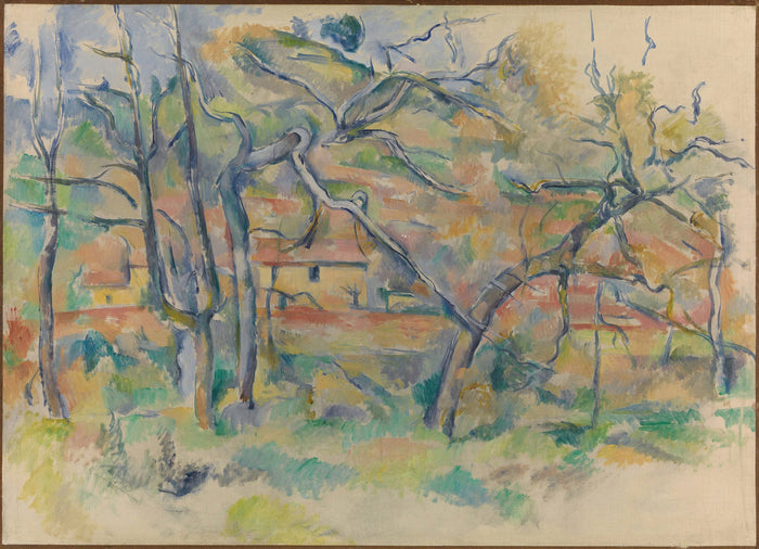 ラ デュランという場所の木と家、1885 年頃 - Paul Cézanne