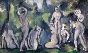 水浴する女性たちの群れ - ポール・セザンヌ