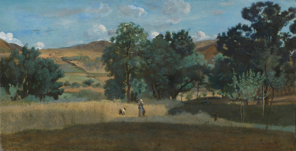 Champ de blé dans le Morvan - Jean-Baptiste Camille Corot image 1 reproduction artisanale de tableau