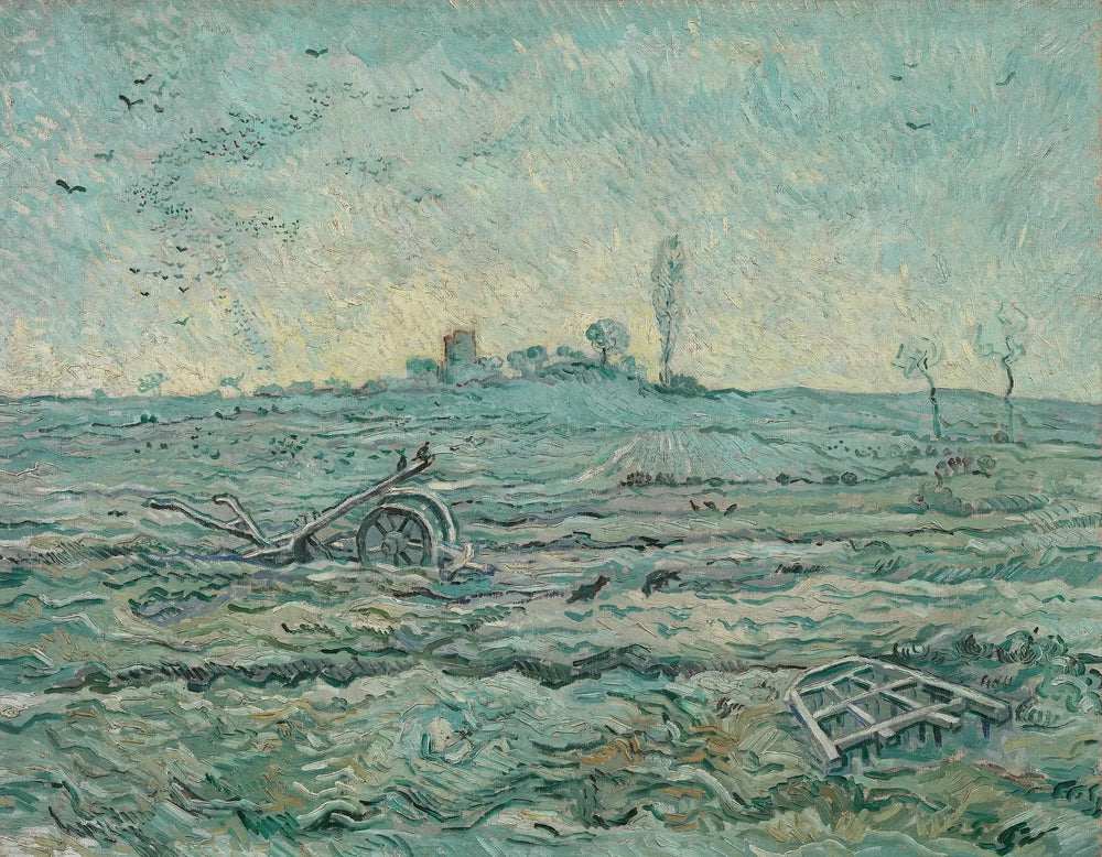 Champ enneigé avec herse - Vincent van Gogh image 1 reproduction de peinture à l’huile