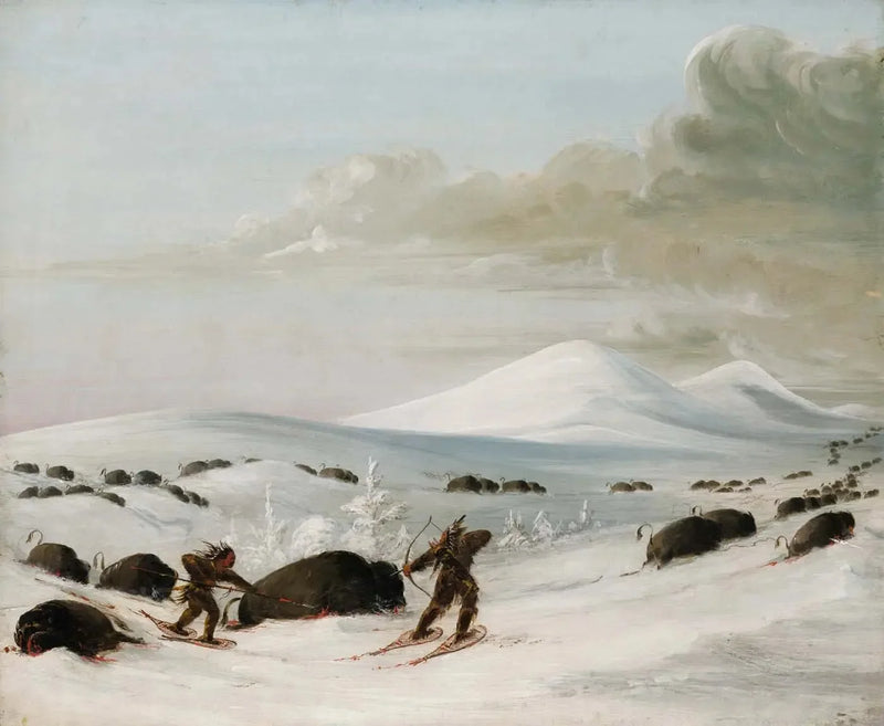 ジョージ・キャトリンによるバイソン狩りとスノーシューを履いたインディアンの追跡

Source:
Chasse au bison dans les congères, poursuite par des Indiens en raquettes - George Catlin