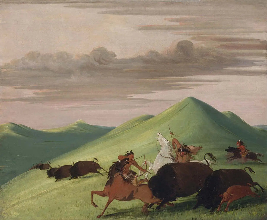 バイソン狩り、牛と子牛を守る雄牛 - ジョージ・キャトリン

Source:
Chasse au bison, taureau protégeant une vache et son veau - George Catlin