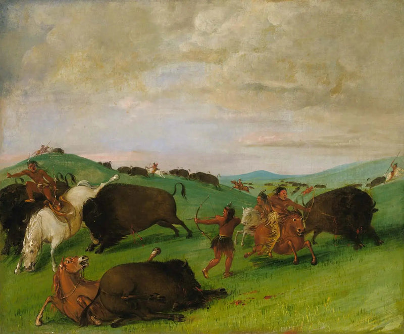 バイソン狩り、男性と馬と戦う雄牛 - ジョージ・キャトリン

Source:
Chasse au bison, taureaux se battant avec hommes et chevaux - George Catlin
