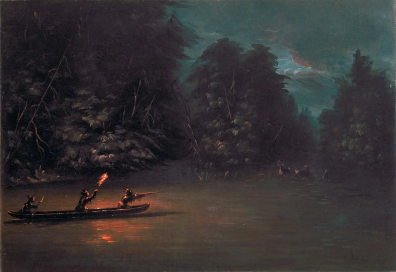 カヌーの樹皮で行う松明を持った鹿狩り - ジョージ・キャトリン

Source:
Chasse au cerf aux flambeaux en canoë d'écorce - George Catlin
