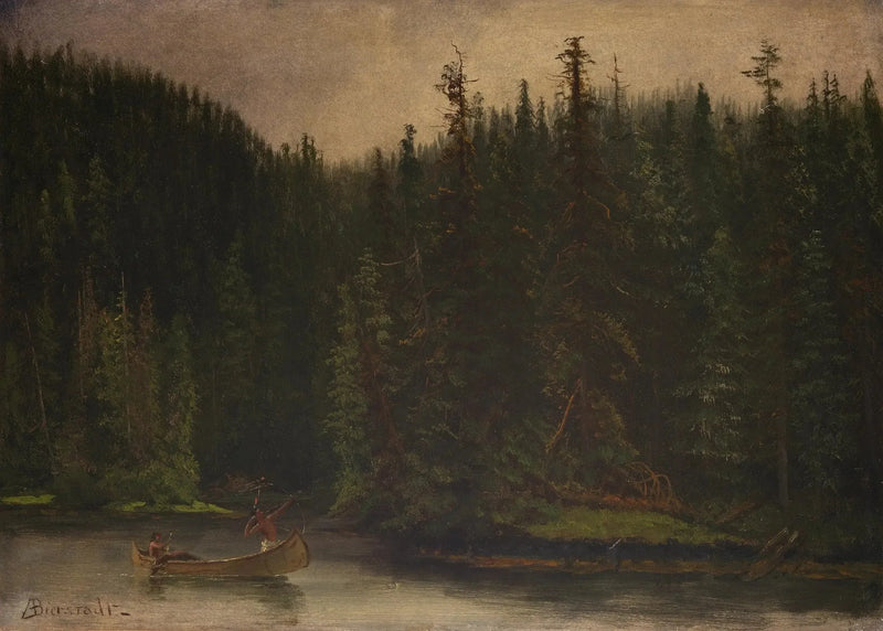 カヌーに乗るインド人の狩人 - アルバート・ビアシュタット

Source:
Chasseurs indiens en canoë - Albert Bierstadt