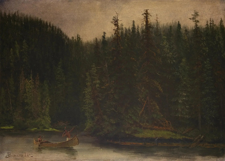 カヌーに乗るインド人の狩人 - アルバート・ビアシュタット

Source:
Chasseurs indiens en canoë - Albert Bierstadt
