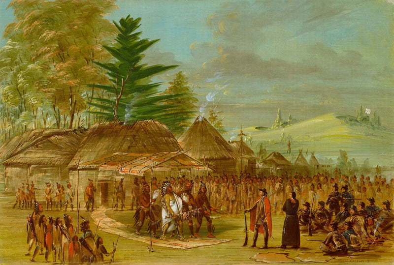 タンサ族のインディアンの長がラ・サールを迎える。1682年3月20日 - ジョージ・キャトリン

Source:
Chef des Indiens Taensa recevant La Salle. 20 mars 1682 - George Catlin
