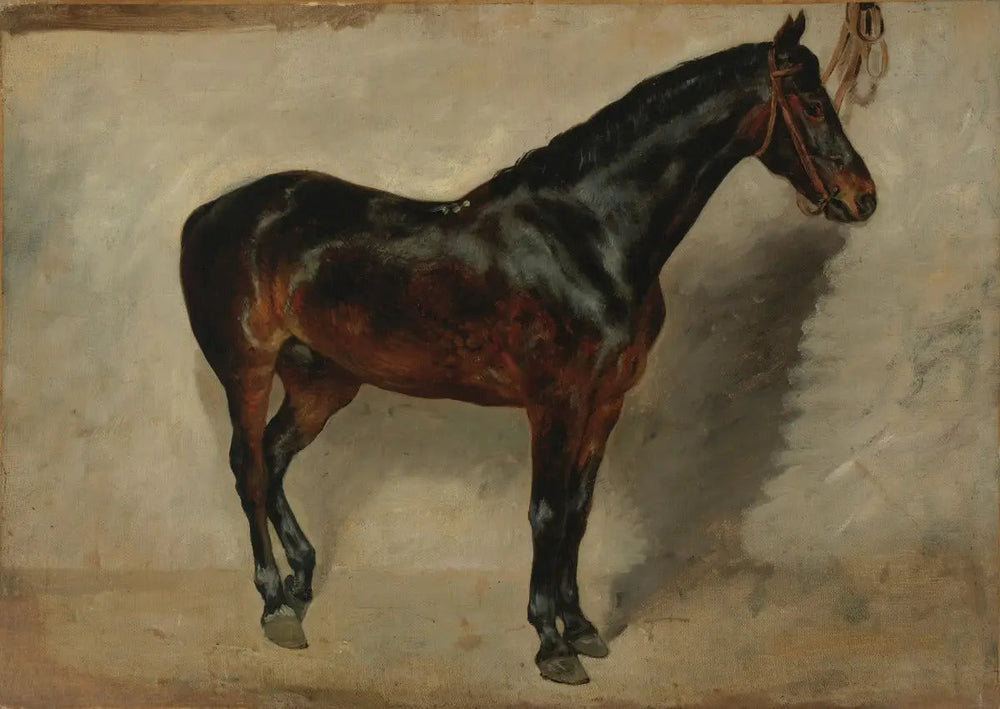 Cheval bai-brun à l'attache - Eugène Delacroix image 1 tableau peint à l’huile sur toile