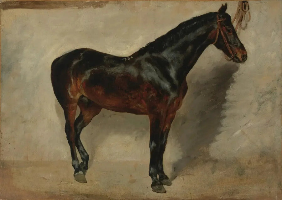 鎖につながれた栗毛の馬 - ユージン・ドラクロワ