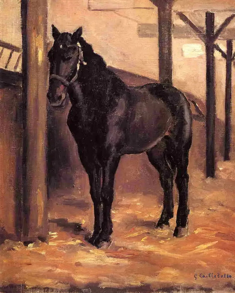 厩舎の栗毛馬 - ギュスターヴ・カイユボット